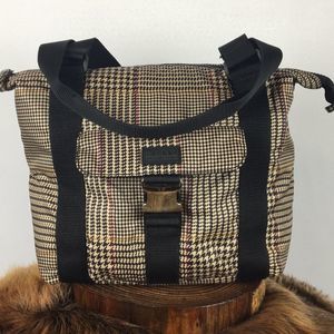 Ralph Lauren *Large* Houndstooth Shoulder Tote Bag Weekend Travel Work Purse